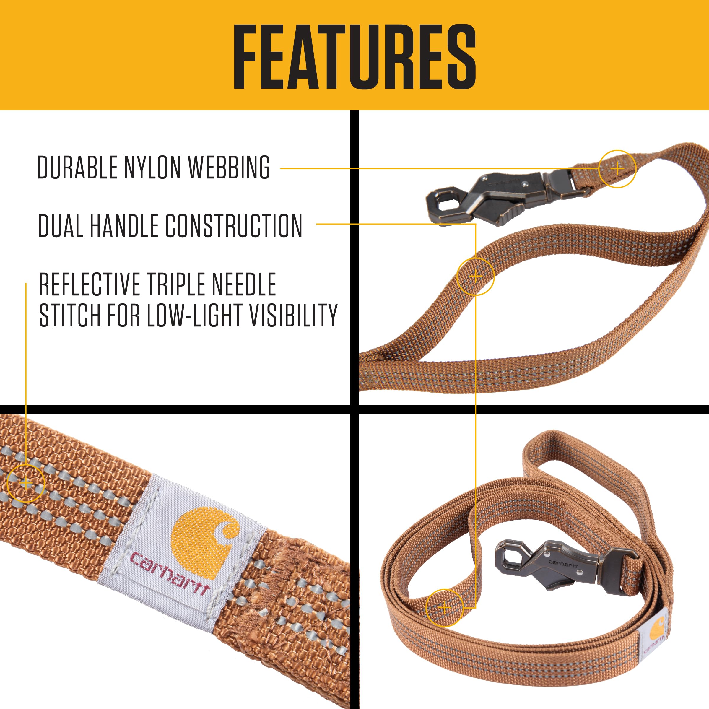 【2セット】Carhartt カーハート 【L】リード＆首輪 赤ワイン＆ブラウン Amazon | Carhartt Gear P0000570 デュアルハンドル 犬用リード ラージ